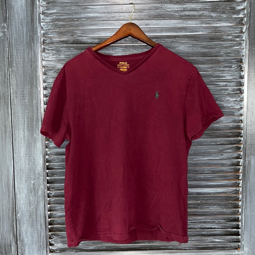 Mens maroon polo V-neck size large